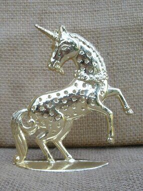 Vintage Goldtone Metal Unicorn Earring Holder
